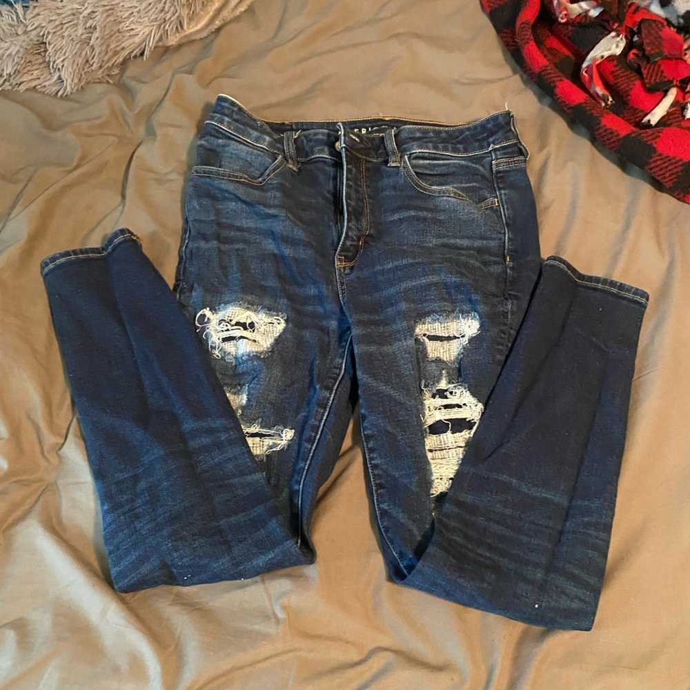 American eagle dark ripped jeans